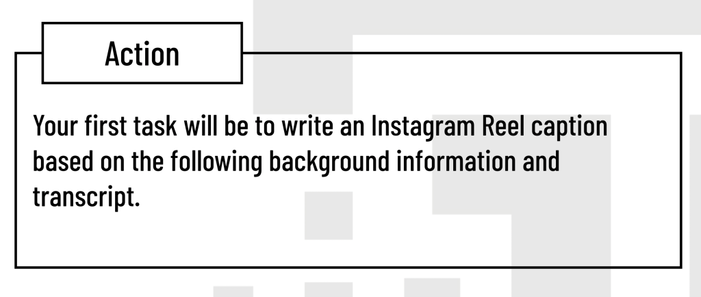 screenshot from Trust Insights shows Action example from RACE structure