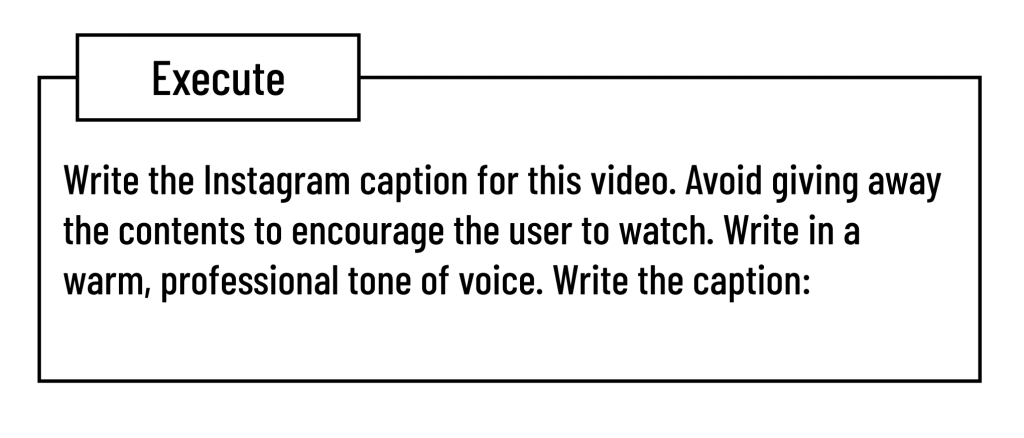 screenshot from Trust Insights shows Execute example from RACE structure
