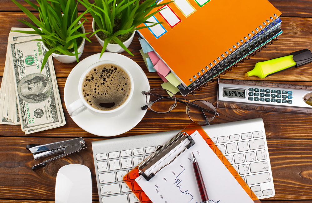 objects for business on table setting